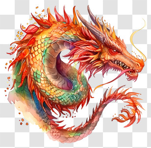 Watercolor Dragon - Colorful And Detailed Dragon Illustration Transparent PNG