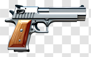 Gun Emoji - Silver Gun With Brown Handle Transparent PNG