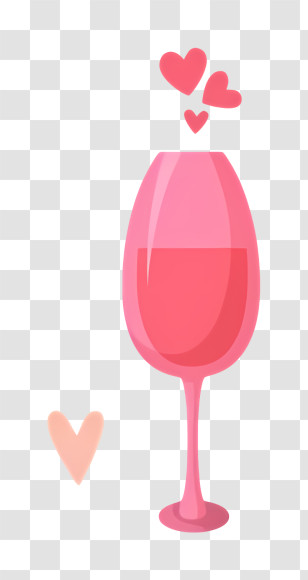 Pink Wine - Romantic Red Wine Glass With Hearts Transparent PNG