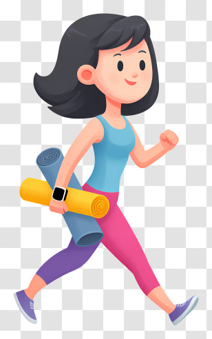 Running Girl - Woman With Yoga Mat Transparent PNG