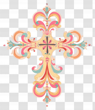 Christian Cross - Ornate Decorative Cross Transparent PNG