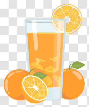 Orange Juice - Refreshing Glass Of Orange Juice With Slices Transparent PNG
