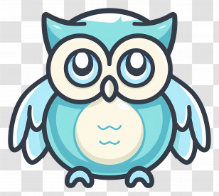 Cartoon Owl - Adorable Blue Cartoon Owl Design Transparent PNG