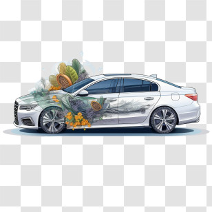 Car - Artistic Car With Floral Design Transparent PNG