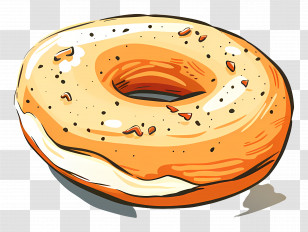 Bagel Illustration - Illustrated Bagel With Sesame Toppings Transparent PNG