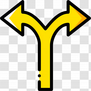 Two Direction Arrow - Yellow Diverging Arrows Transparent PNG