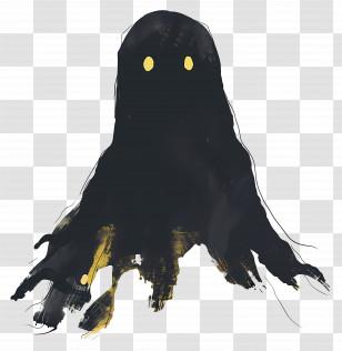 Ghost - Abstract Black Ghost With Yellow Eyes Transparent PNG
