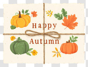 Happy Autumn - Happy Autumn Pumpkin Card Transparent PNG