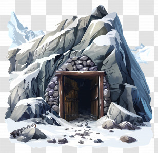 Snowy Cave Entrance - Snowy Cave Entrance In Mountain Transparent PNG