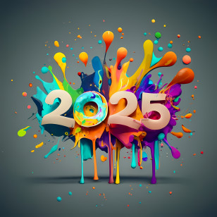 2025 Happy New Year
 - 2025 Colorful Paint Splash Celebration Artwork Transparent PNG