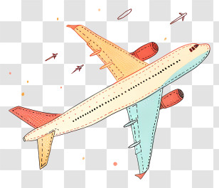 Cartoon Plane - Colorful Hand-Drawn Airplane Transparent PNG