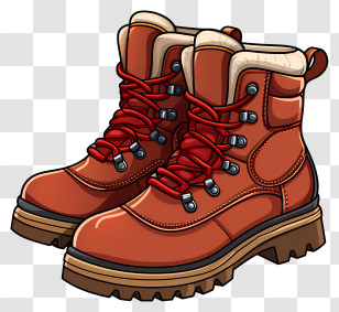 Winter Boots - Pair Of Hiking Boots With Red Laces Transparent PNG
