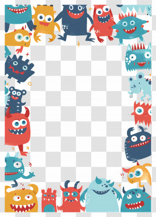 Kids Frame - Monster Border Frame Transparent PNG