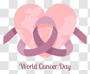 World Cancer Day - World Cancer Day Heart And Ribbon Transparent PNG