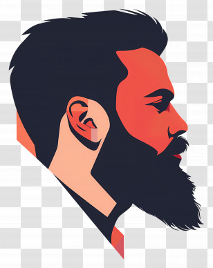 Beard - Illustrative Profile Of Bearded Man Transparent PNG