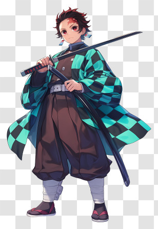 Tanjiro Kamado - Anime Warrior Ready Transparent PNG