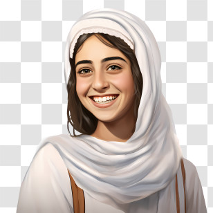 Arab Girl
 - Smiling Woman In White Headscarf Illustration Transparent PNG