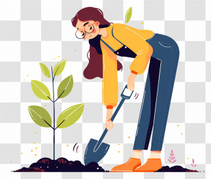 Woman Planting Trees - Woman Planting Tree Illustration Transparent PNG