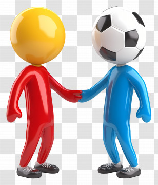 Sportsmanship - Cartoon Characters Shaking Hands With Soccer Ball Transparent PNG