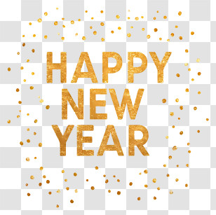 Happy New Year - Gold Happy New Year Banner Transparent PNG