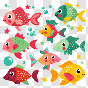 Fish Cartoon - Colorful Cartoon Fish Marine Illustration Transparent PNG
