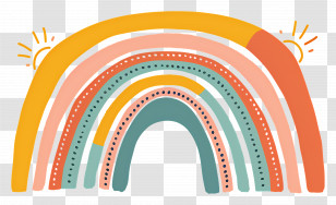 Rainbow - Colorful Rainbow With Sun Illustration Transparent PNG