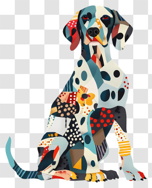 Dalmatian Dog - Colorful Patchwork Dog Illustration Transparent PNG