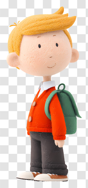 Primary School Child - Boy Figurine With Backpack Transparent PNG