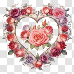 Pink Rose
 - Heart-shaped Rose Flower Decoration Transparent PNG