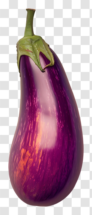 Eggplant Emoji - Glossy Purple Eggplant With Green Stem Transparent PNG