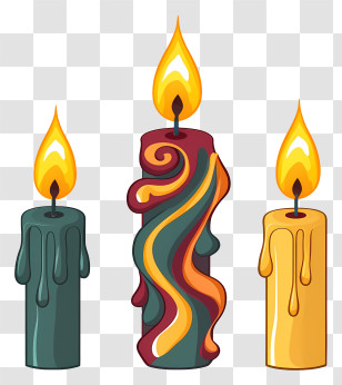 Candles - Decorative Colorful Candles With Flames Transparent PNG