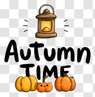 Logo Word Autumn Time - Autumn Time Pumpkins Illustration Transparent PNG