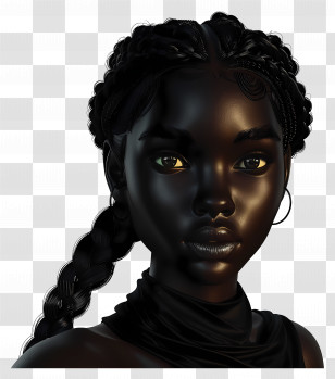 Beautiful Black Girl - Person With Braided Hair And Earrings Transparent PNG