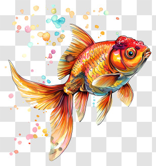Goldfish - Vibrant Goldfish Illustration With Splash Transparent PNG