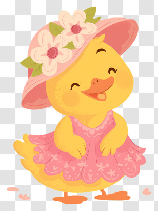 Easter Duck - Duck In Dress With Hat And Flowers Transparent PNG
