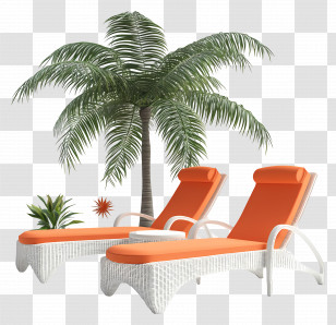 Patio Furniture - Beach Chairs Under Palm Tree Transparent PNG