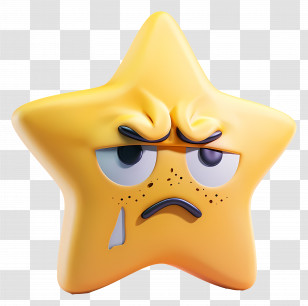 Star Face - Sad Star Emoji Transparent PNG