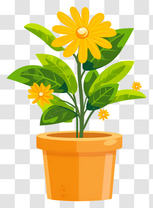 Flowerpot - Yellow Flower In Pot Transparent PNG