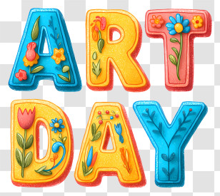 Art Day - Colorful Art Day Text Illustration Transparent PNG