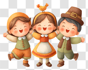 Children Rejoice On Thanksgiving Day - Three Happy Kids Thanksgiving Transparent PNG
