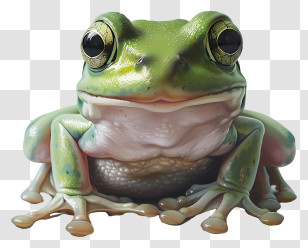 Cartoon Frog - Green Frog Sitting With Curious Expression Transparent PNG