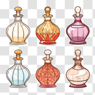 Perfume Bottle - Colorful Perfume Bottles Artistic Collection Transparent PNG