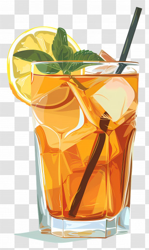 Glass Of Iced Tea - Refreshing Iced Tea With Lemon And Mint Transparent PNG