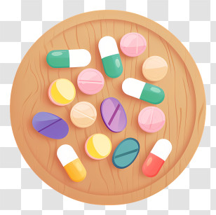 Medicine Tablet - Multicolored Pills And Tablets On Wooden Surface Transparent PNG