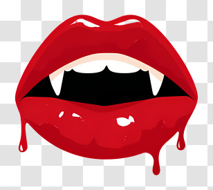 Halloween Vampire Lip - Vampire Lips With Fangs Transparent PNG