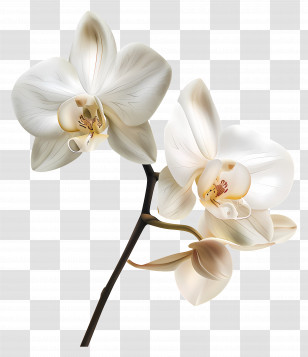 Vanilla Orchid Flowers - Elegant White Orchid Flower Illustration Transparent PNG