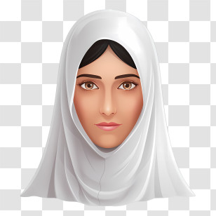 Woman With Veil - Stylized Woman In White Headscarf Transparent PNG