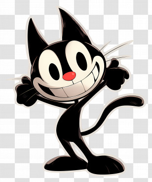 Felix The Cat - Cartoon Black Cat Transparent PNG
