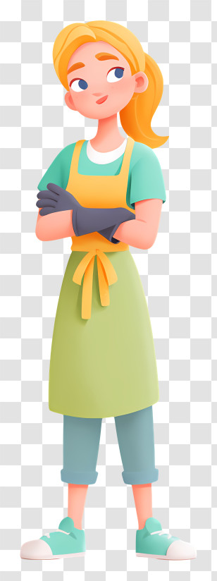 Cartoon Homewife - Woman In Green Apron Transparent PNG