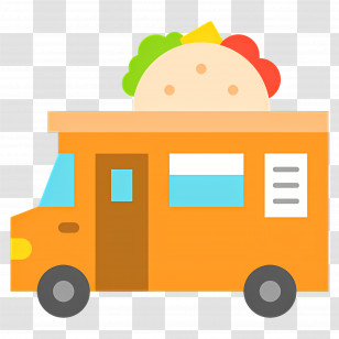Food Truck - Orange Food Truck With Taco Transparent PNG